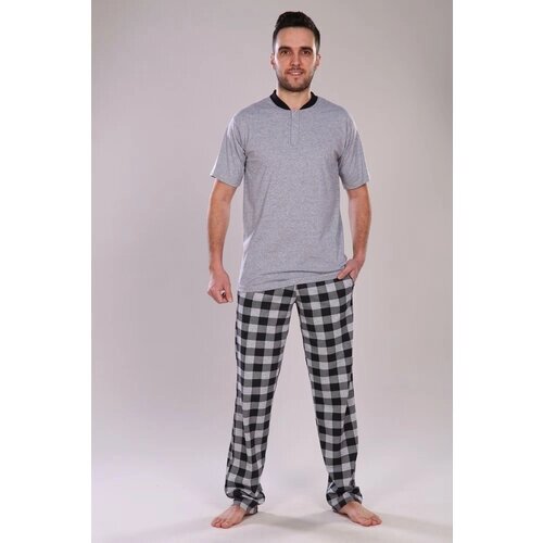 Комплект IvCapriz, брюки, футболка, пояс на резинке, карманы, трикотажная, размер 56, серый