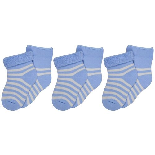 Комплект из 3 пар детских махровых носков RuSocks (Орудьевский трикотаж) светло-голубые, размер 9-10