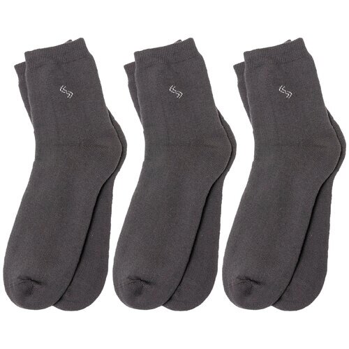 Комплект из 3 пар детских махровых носков RuSocks (Орудьевский трикотаж) темно-серые, размер 16-18
