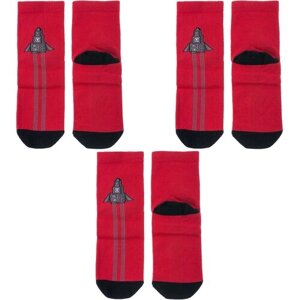 Комплект из 3 пар детских носков Akos рис. 046, красные, размер 12-14