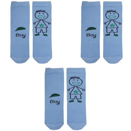Комплект из 3 пар детских носков Альтаир голубые, рис. boy, размер 12