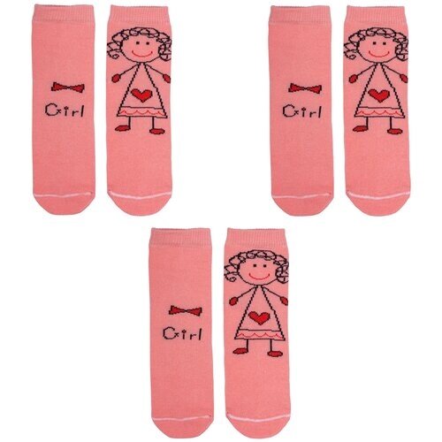 Комплект из 3 пар детских носков Альтаир персиковые, рис. girl, размер 14