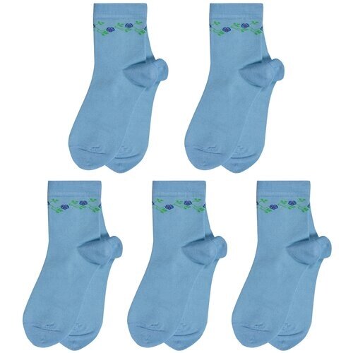 Комплект из 5 пар детских бамбуковых носков LORENZLine голубые, размер 16-18