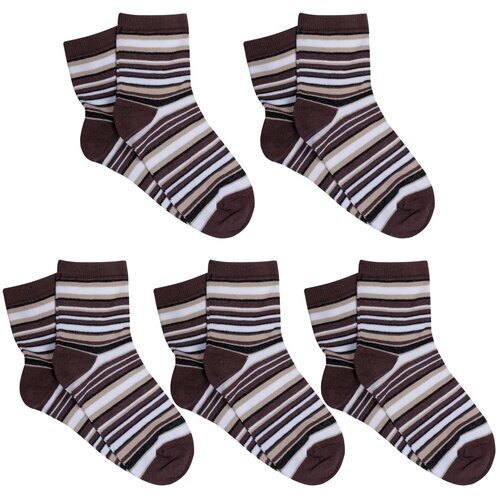Комплект из 5 пар детских носков LORENZLine коричнево-белые, размер 8-10