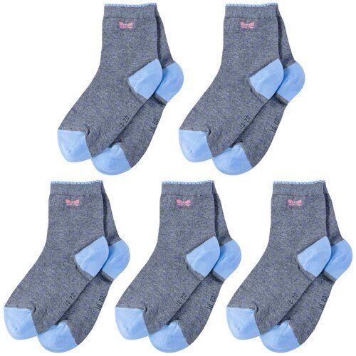 Комплект из 5 пар детских носков LORENZLine серо-голубые, размер 8-10