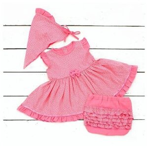 Комплект одежды АЛИСА для девочек, платье и повязка и трусы, размер 68, розовый