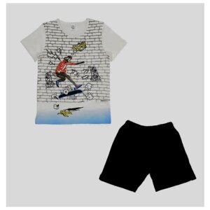 Комплект одежды Белый Слон, футболка и шорты, спортивный стиль, размер 116, бежевый