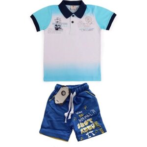 Комплект одежды Bobonchik kids, футболка и шорты, повседневный стиль, размер 116, голубой