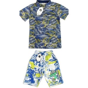 Комплект одежды Bobonchik kids, футболка и шорты, размер 134, синий