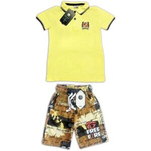 Комплект одежды Bobonchik kids, футболка и шорты, размер 140, желтый