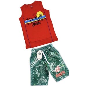 Комплект одежды Bobonchik kids, майка и шорты, повседневный стиль, размер 110, красный