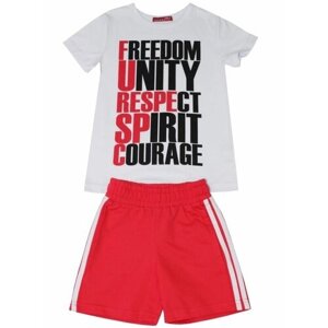 Комплект одежды для мальчиков, шорты и футболка, размер 92, белый, красный