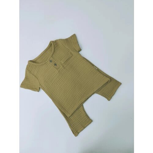 Комплект одежды для мальчиков, шорты и рубашка, размер 68, коричневый