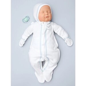 Комплект одежды для новорожденного Комбинезон нательный с декор. швами с чепчиком мята 68