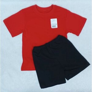 Комплект одежды , футболка и шорты, повседневный стиль, размер 56, красный, черный