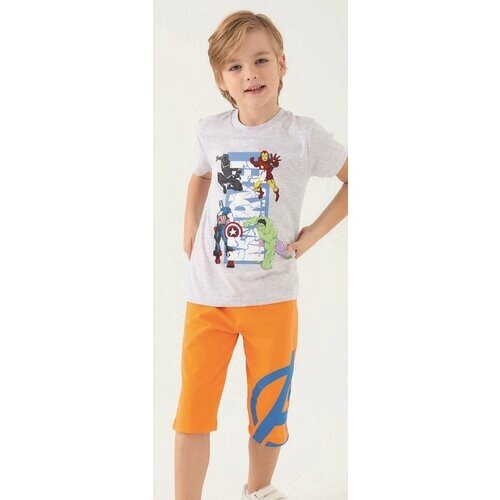 Комплект одежды , размер 7-8 лет, оранжевый, белый