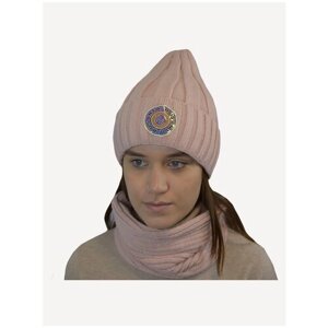 Комплект шапка и снуд ARABELLA для девочек на флисе зима-осень (размер 52-54 см) арт. 122_224 шерсть (мята)