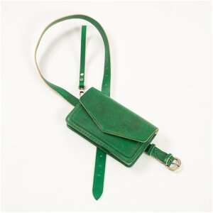 Комплект сумок поясная Grekaleather, натуральная кожа, зеленый