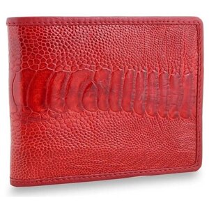 Кошелек Exotic Leather, натуральная кожа, без застежки, 2 отделения для банкнот, отделения для карт и монет, потайной карман, подарочная упаковка, красный