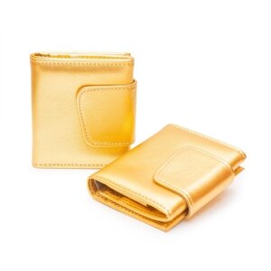 Кошелек HellenBerg, натуральная кожа, гладкая фактура, на кнопках, отделения для карт и монет, подарочная упаковка, золотой