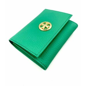 Кошелек NARVIN 9569-N. Polo-Emerald, фактура зернистая, зеленый