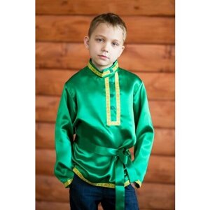 Косоворотка Дмитрий, русская народная рубаха, зеленая 3-4 года (98-104 см)