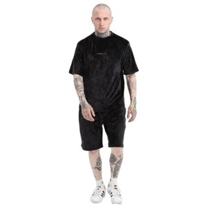 Костюм AGRESSOR, футболка и шорты, спортивный стиль, оверсайз, размер 46, черный