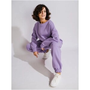 Костюм BORMALISA, свитшот и брюки, повседневный стиль, оверсайз, утепленный, размер Over Size (42/52), фиолетовый