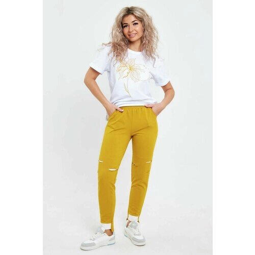 Костюм Dianida, футболка и брюки, повседневный стиль, полуприлегающий силуэт, размер 44, желтый