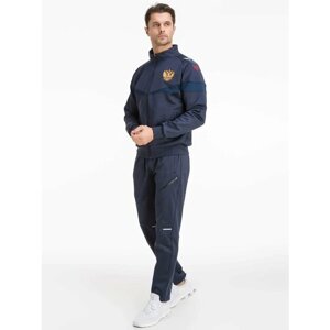 Костюм Фокс Спорт, олимпийка и брюки, силуэт свободный, карманы, утепленный, размер 2XS, синий