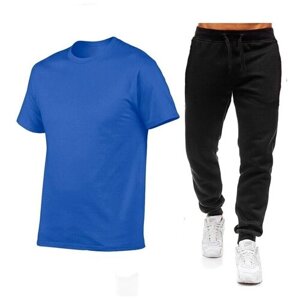 Костюм , футболка и брюки, полуприлегающий силуэт, размер 48, голубой