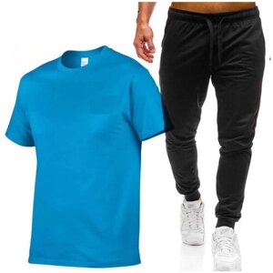Костюм , футболка и брюки, спортивный стиль, размер 56, бирюзовый
