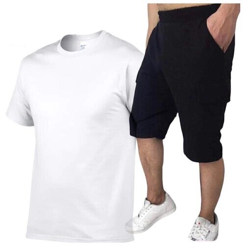 Костюм , футболка и шорты, классический стиль, размер 54, белый