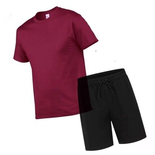 Костюм , футболка и шорты, размер 48, красный