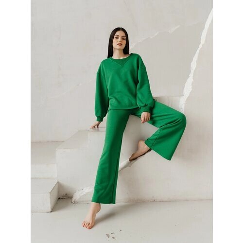 Костюм Impresa, свитшот и брюки, повседневный стиль, свободный силуэт, размер S, зеленый