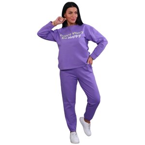 Костюм IvCapriz, свитшот и брюки, свободный силуэт, размер 54, фиолетовый