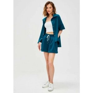 Костюм Jools Fashion спортивный женский летний шорты майка, размер 44, бирюзовый