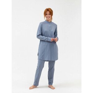 Костюм Lilians, туника и брюки, мусульманский стиль, свободный силуэт, размер 100, голубой