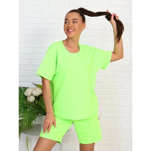 Костюм Mamikon per te, футболка и шорты, повседневный стиль, свободный силуэт, карманы, размер 44, зеленый