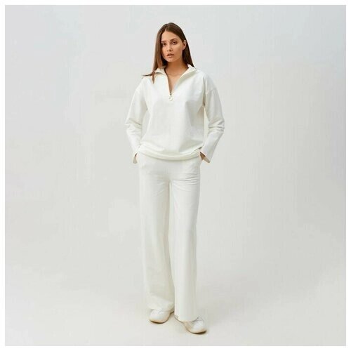 Костюм Minaku, джемпер и брюки, повседневный стиль, прямой силуэт, размер 48, белый