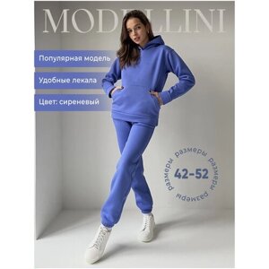 Костюм Modellini, худи и брюки, спортивный стиль, свободный силуэт, утепленный, размер 42, фиолетовый