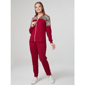 Костюм Мой Мир, олимпийка и брюки, повседневный стиль, прямой силуэт, карманы, размер 66-68, бордовый