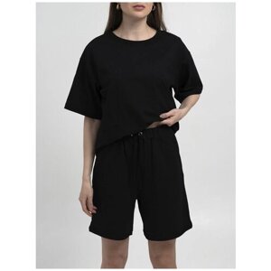 Костюм Reversal, футболка и шорты, классический стиль, полуприлегающий силуэт, размер M, черный