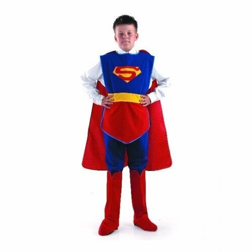 Костюм Супермена для мальчиков, бархат, размер 40, рост 152 см, 12 лет, Батик