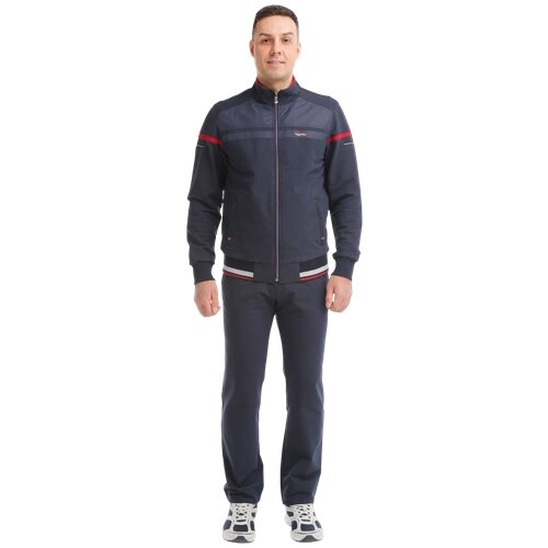 Костюм TAGERTON, олимпийка и брюки, силуэт прямой, размер 56, синий