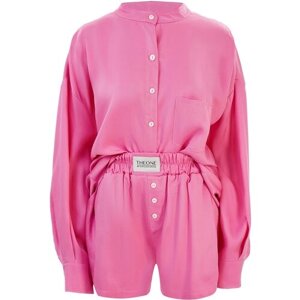 Костюм THEONE by Svetlana Ermak, рубашка и шорты, повседневный стиль, свободный силуэт, карманы, размер 40-42, розовый