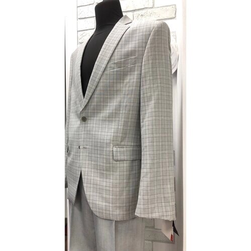 Костюм Truvor, пиджак и брюки, повседневный стиль, полуприлегающий силуэт, однобортная, размер 52-182, серый