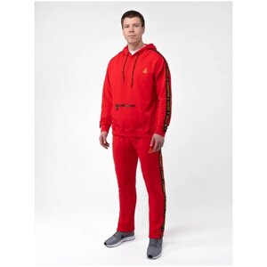 Костюм Великоросс, худи и брюки, свободный силуэт, размер 54, красный