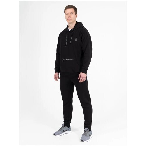 Костюм Великоросс, олимпийка, худи и брюки, силуэт прямой, размер 40, черный