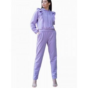 Костюм VERENIKA, свитшот и брюки, повседневный стиль, прилегающий силуэт, трикотажный, размер 46, фиолетовый